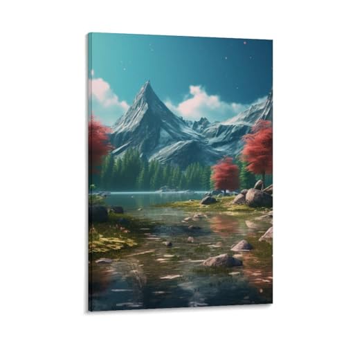Impression sur toile pour habiller un mur vide avec un paysage de lacs apaisant