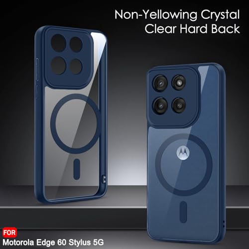 Image of TheGiftKart Hybrid Shockproof Back Cover Case for Motorola Moto Edge 60 Stylus 5G | Hard Back Cover for Motorola Edge 60 Stylus (PC & TPU, MagSafe Compatible, Transparent Clear Back, Blue Sides)