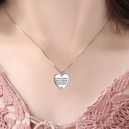 YFN Mom & Sister Necklace, Sterling Silver Heart Pendant Jewelry, Wife/Girlfriend Birthday Gift3