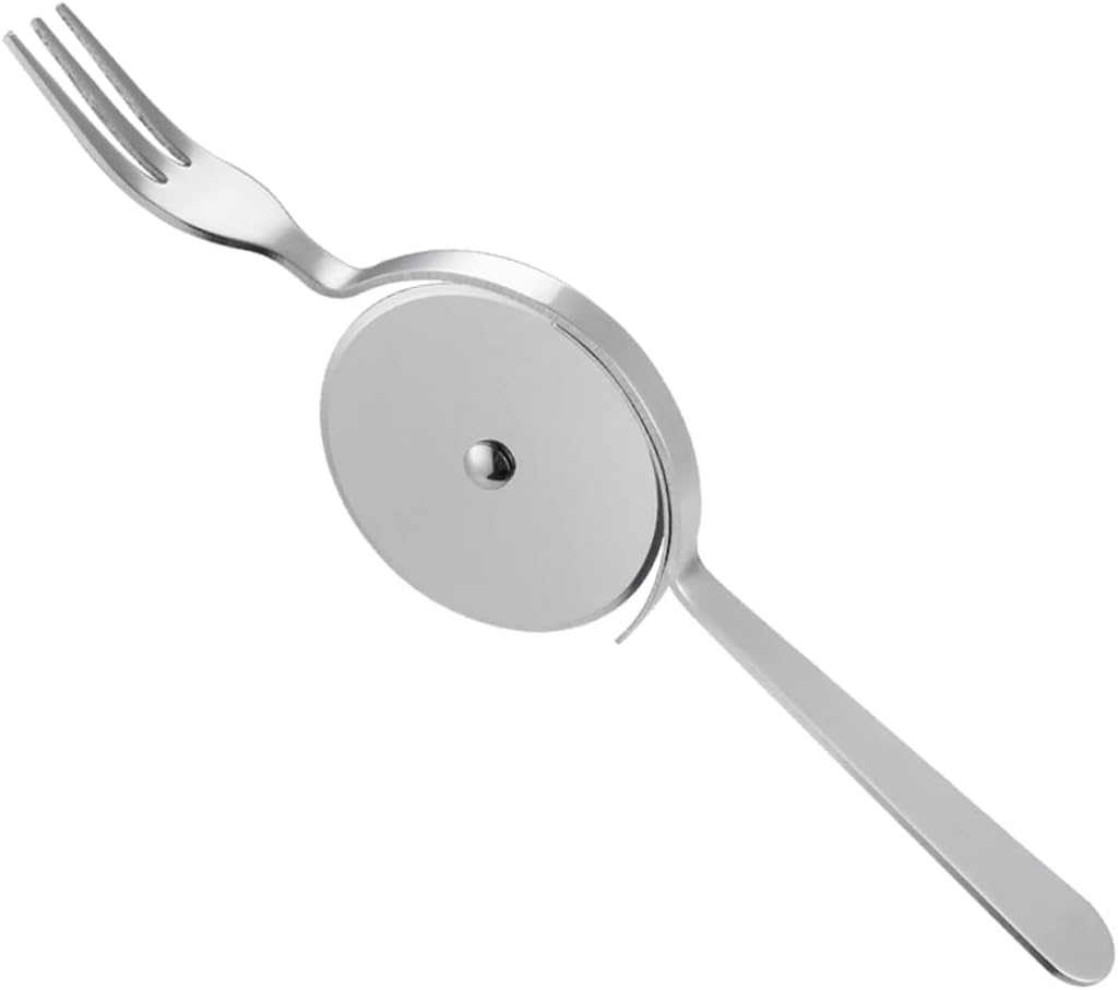 Stainless Steel Pizza Wheel Cutter with Fork for Cutting Dough
