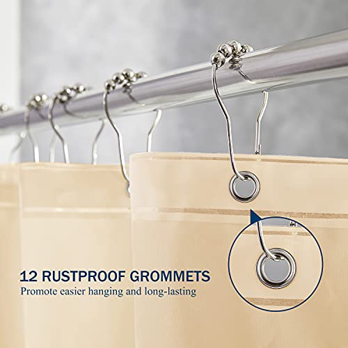 Image of downluxe Shower Curtain Liner, PEVA Plastic Shower Liner with 3 Magnets, 72 inch x 72 inch Waterproof Bathroom Curtain, Ivory, 3 Pack