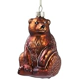 Funny Hanging Christmas Ornaments 2025 - Bear Glass Blown Cute Tree Decorations, 3D Animal Premium Decorative Holiday Decor for Xmas Home Outdoor Window Centerpiece