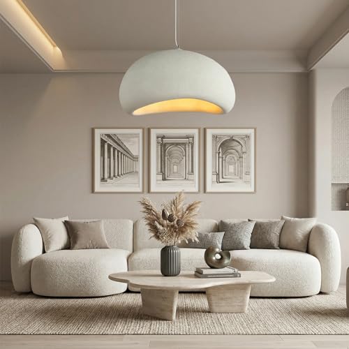 JAYMP 60cm Wabi Sabi Pendant Light for Dining Room Kitchen Island Hallway Restaurant Modern Hanging Lamp E26 Base Japanese Style Bird Nest Shape Lighting Fixture (Matte White,B Shape, 60cm/23.6in) by JAYMP - Image 4