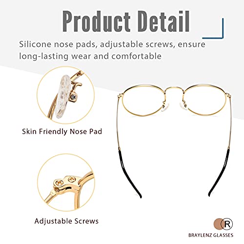 Image of Vintage Round Metal Glasses Frame with Clear Lens, 2 Pack Women Men Non-Prescription Eyeglasses
