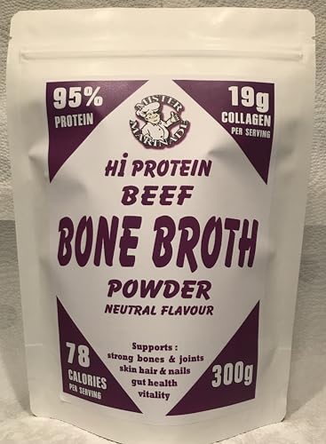 Beef Bone Broth Powder 300g, Neutral Flavour. 100% Natural Collagen & Protein Bone Broth from Sweden. Nutrition for Healthy Joints, Skin, Hair & Nails
