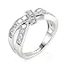 Jeulia Crossover Sterling Silver Women's Band Fashion Anniversary Promise Engagement Ring for Women With Gift Jewelry Box (Silver, 11.5)