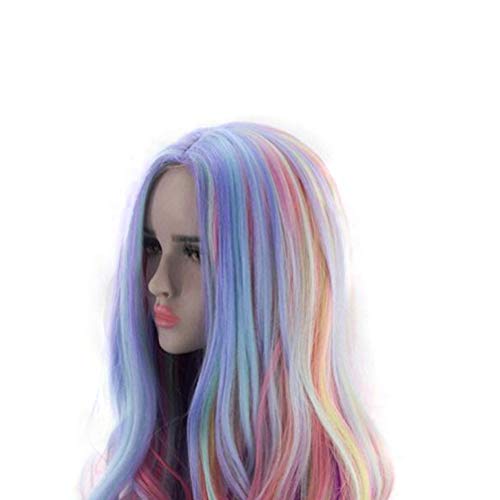 Lurrose Peruca Rosa Ombré Peruca Sintética Multi Cor Perucas Cheias Encaracoladas Longas Peruca De A