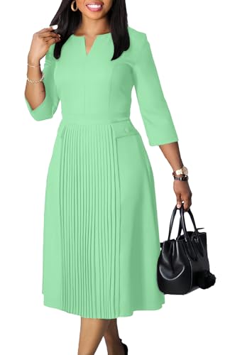Image of Wear to Work Midi Dress for Women Business Casual A-line Dress Elegance Church Outfits