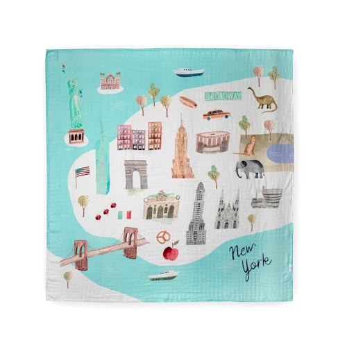 Image of Loulou Lollipop Muslin Swaddle Blanket for Baby Boy & Baby Girl – Soft Breathable Muslin Wrap, 47"x47" Receiving Blanket for Newborn & Toddler - New York City