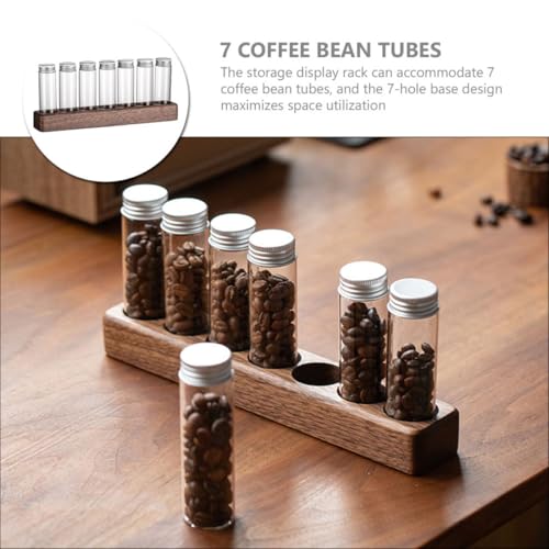 Tuberías de vidrio para almacenamiento de café con soporte de madera miniatura 6