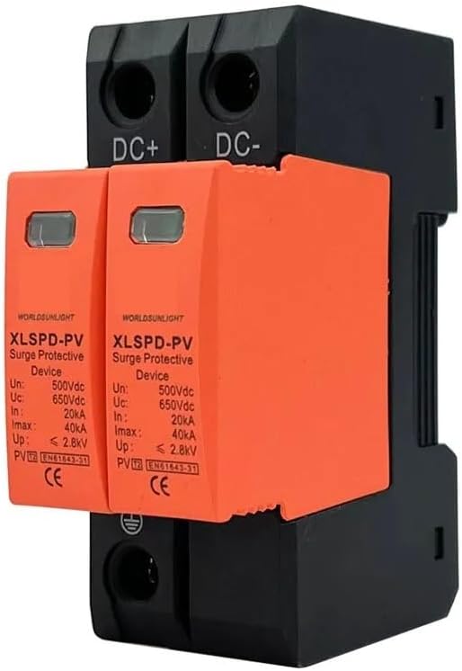 DC SPD DPS 2P 20-40KA 600V 800V 1000V Surge Protective Device Low-Voltage Arrester House din Rail 2 Poles Protector XLSPD-PV(2P 500V)