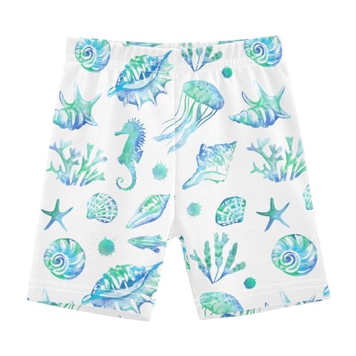 JHKKU Girls Sea Animals Shorts Cotton Cartwheel Bike Kids Biker Under Dress Dance Short Girl Clothes 6T