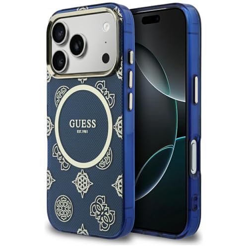 Coque MagSafe iPhone 17 Pro Guess protection antichoc bleue chic