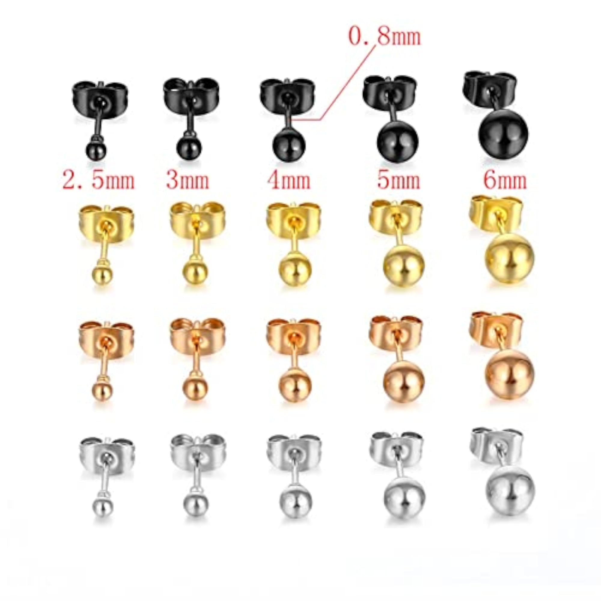 Earring Backs Replacements, Surgical Steel Studs