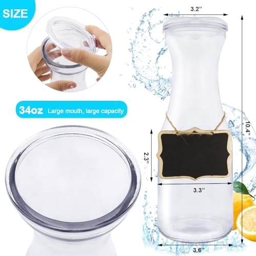 image for TCOTBE 3 Pack Glass Bottles Set Glass Carafe with Lids 34 Ounces Water