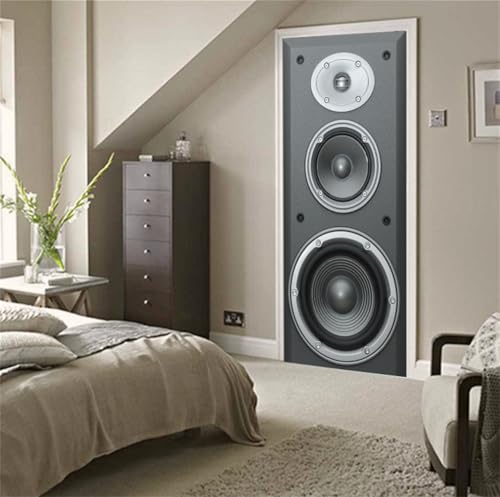 FLFK 3D Türtapete Selbstklebend TürPoster 77x200cm-Großer Lautsprecher Türaufkleber Abziehen und Aufkleben Mauer Aufkleber Zuhause Dekor(2 Stk/Set)