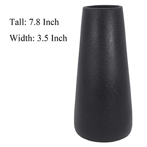 image for Gemseek 8 inch Black Ceramic Flower Vase, Modern Vase for Living Room 