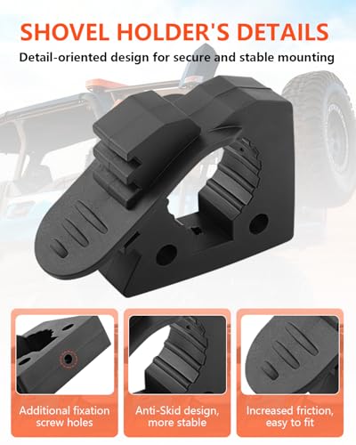 Image of Shovel Holder for Roof Rack & Truck Bed & Molle Panel | Quick Release, Rubber, for 1-1 /7'' to 1-3 /7'' Tools, Fit Off-road Trucks UTV ATV, Include Screws