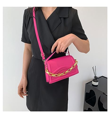 Image of Hot pink Small Crossbody Bag，Cute Purse for Women trendy，Girls Top Handle Clutch Handbag Pink Purse