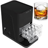 BOOZXCV Macchina per Il Ghiaccio, per Sfere di Ghiaccio Trasparenti da 2 Pollici, autopulente, Produce 2 Sfere in 55 Minuti, capacità di stoccaggio 8-10 cubetti di Ghiaccio, 1,2 Litri (Black)