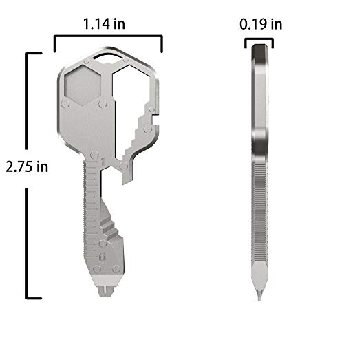 24 In 1 Multi-Tool Key，Key Pocket Tool For Universal Gadget Functions，Stainless Steel Keychain Multi-Tools for Screwdriver, Bottle Opener, Drill Driver, Box Cutter, Wrench, Ruler - Thumbnail 3