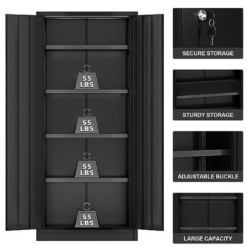 image for JUMMICO Metal Storage Cabinet with 2 Locking Doors and 4 Adjustable Sh
