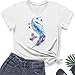 Feather Print T Shirts for Women Casual Graphic Tops Crew Neck Short Sleeve Blouses Loose Fit Soft Tees for Summer Lilac