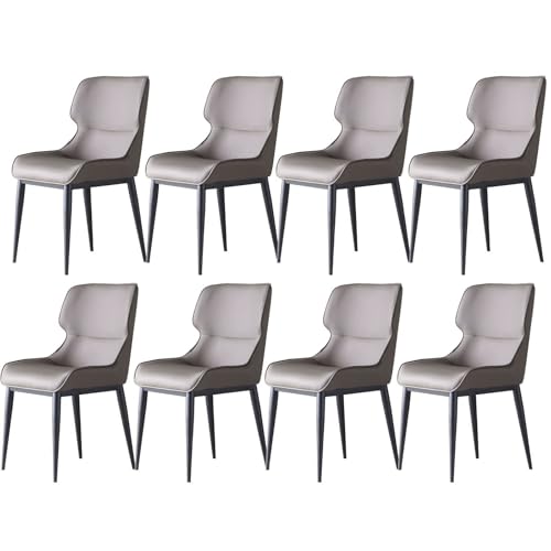 BAKULI Juego De 8 Sillas Cocina Laterales Sala Estar Comedor Tapizadas Modernas Asiento Acolchado Cuero Suave PU Patas Acero Carbono(Dark Gray)