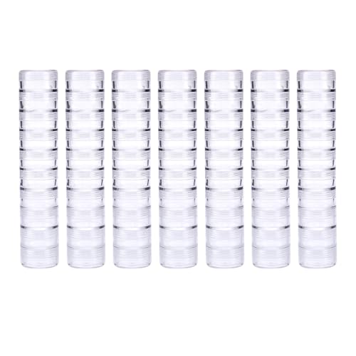Image of BAOFALI 70 PCS Stackable Plastic Containers, Clear Storage Box Round Organizer Jars for Beads, Buttons, DIY Art CraftJewelry Nail Accessory (919x3.5cm / 7.5X.5inch)