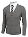 COOFANDY Men's Cardigan Sweater Long Sleeve Casual V Neck Button Down Knitted Sweater with Pockets Grey