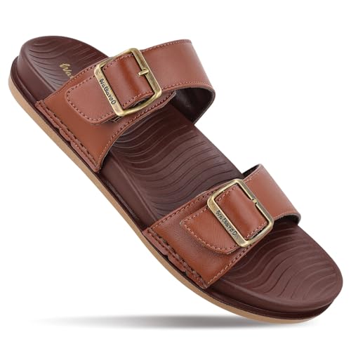 Image of WALKAROO Men's Fashion Sandals with Cushion Sole, Dual Straps with Buckles and Lightweight - WE1363