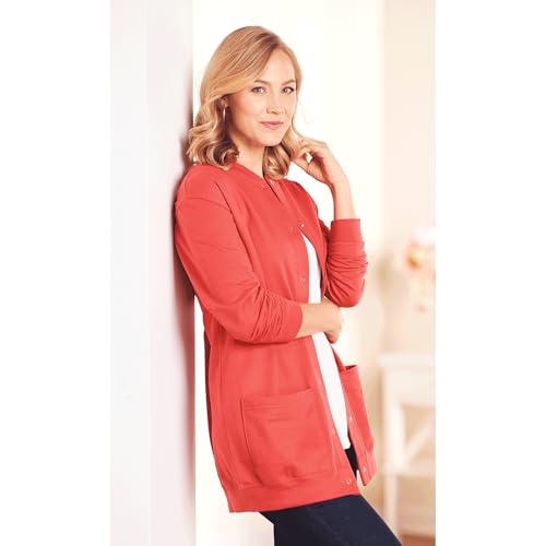 AmeriMark Women Fleece Snap Button Cardigan Sweatshirt Coat – Ladies Soft Lightweight Warm Long Sleeve Jacket with Pockets2