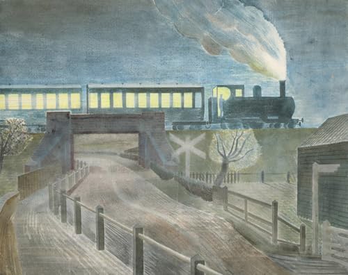 Train passant sur un pont la nuit tableau déco pour un salon design et industriel
