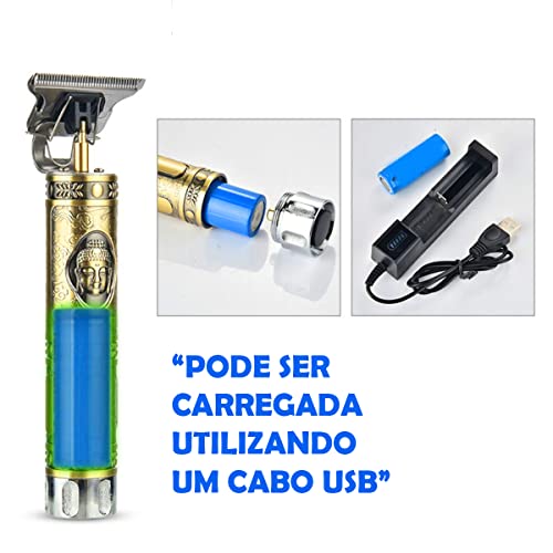 Máquina de Cortar Cabelo Profissional Barba Pezinho Personalizada Com Limitador de Lamina Ajustável