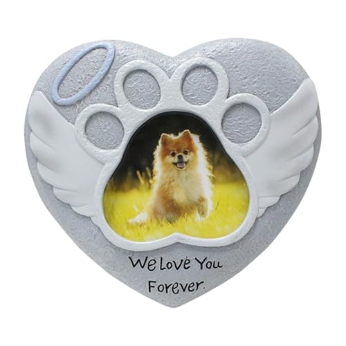 Bsbkoj Adorable recuerdo de perro por la pérdida de perro, piedra de recuerdo de corazón de amor, marcador de tumba de resina para duelo de mascotas, conmemorativo resistente a la intemperie para