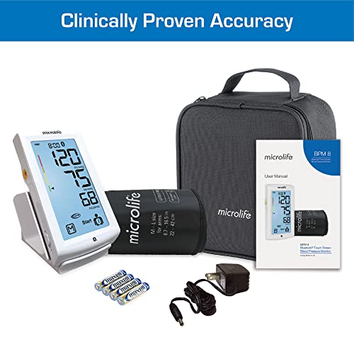 Microlife Bpm8 Bluetooth Blood Pressure Monitor, Upper Arm Cuff, Digital, Bluetooth Connectivity, Free Health App, Illuminated Touch Screen, Stores 240 Readings For 2 Users (120 Readings Each) #TOP6
