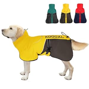 High Collar Medium and Large Dog Raincoat, Thickened Winter Warm Reflective Dog Jacket, Dog Rain Coat,Dog Punch Coat, Dog Coat Pet Dog Clothes Suitable for Medium and Large Dogs (Yellow, 5XL) High Collar Medium and Large Dog Raincoat Thickened Winter Warm Reflective Dog Jacket Dog Rain CoatDog Punch Coat Dog Coat Pet Dog Clothes Suitable for Medium and Large Dogs Yellow 5XL