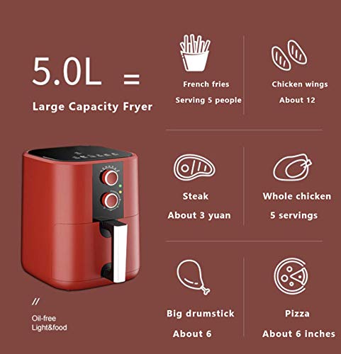 AJIEYMXD AirFryer AirFryer Freidora de Aire Digital Horno 5L Temperatura de circulación Freidora de Aire y Aire con Libro de Recetas Saludable Sin Aceite y Horno Grill Alta ambición