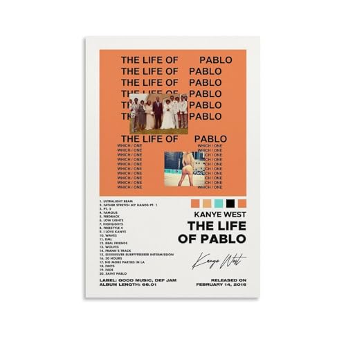 BAIYOUS Kanye West The Life Of Pablo musikalbum affischer väggkonst dekorativ målning sovrum målning affischer 30 x 45 cm (12 x 18 tum) utan ram stil