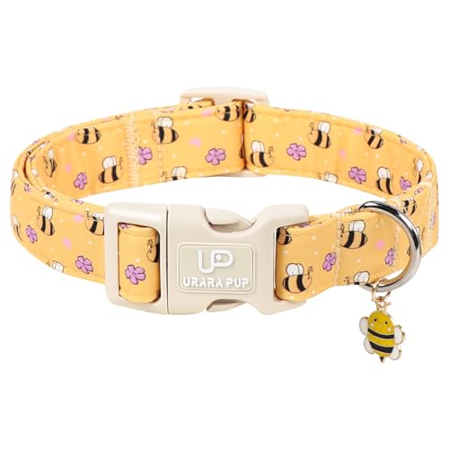 Collier doux réglable pour chien avec boucle durable et breloque motif abeille