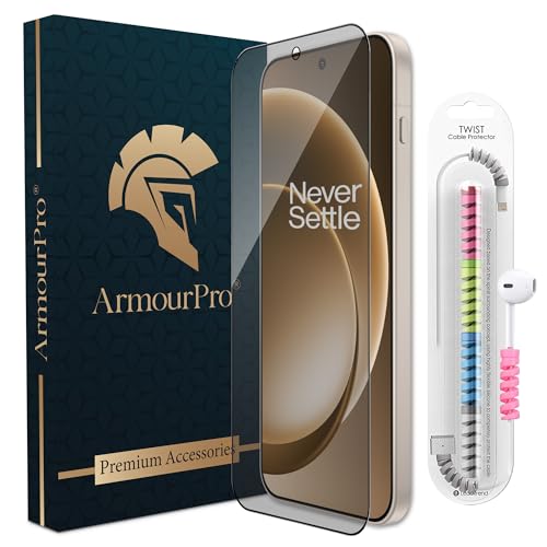 Image of ArmourPro Anti Glare Matte Tempered Glass for OnePlus 15, Anti Fingerprint Screen Protector, 9H Scratch Resistant, Smooth Touch, Easy Installation Kit with Cable Protector