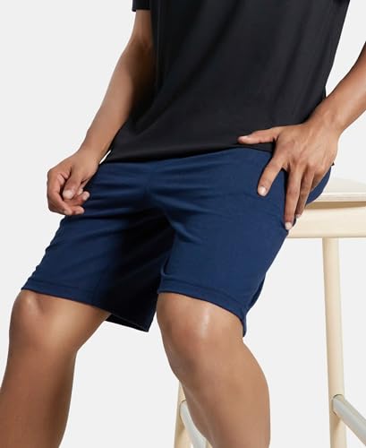 Image of Jockey AM12 Men's Super Combed Cotton Straight Fit Solid Shorts with Side Pockets