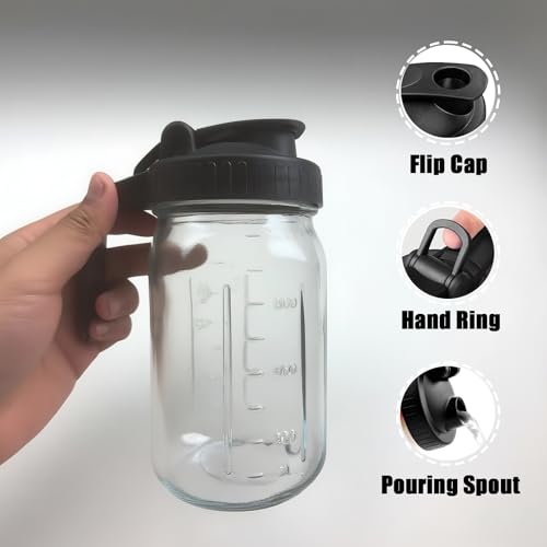 32oz Glass Milk Pitcher with Leakproof Lid & Pour Spout - Wide Mouth Mason Jar for Liquid Storage, Iced Tea, Cold Brew, Juice (Black) - Image 6