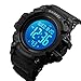 SKMEI Sports Watch Men,Digital 5 ATM Watreproof Watches Military Multifunction Display EL Light Wristwatch with Alarm (Large1522Black)