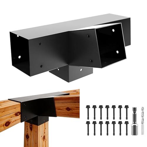 Qrooviiy 15 Degree Pegola Bracket Kits,4-Way Right Corner Woodwork Brackets for 4" x 4" (Actual:3.5"x3.5") Lumber,DIY Gazebo Brackets for Patio Pergolas, Gazebos, Log Cabin W/Hardware - 1Pack… by Qrooviiy - Used condition - CA$30.41
