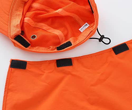 Magracy Men's Summer UPF 50+ Fishing Cap with Neck Flap Sun Protection Quick Dry Orange - Image 6