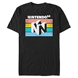 Klassische Passform Nintendo Herren N64 Logo Retro Stripe T-Shirt, Schwarz, 3X-Groß