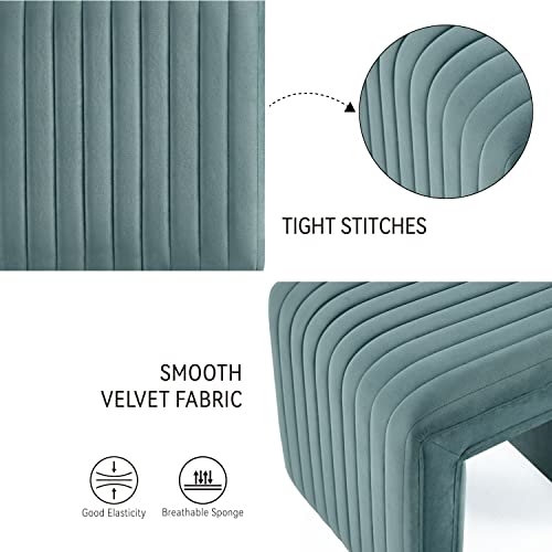 Get Set Style Velvet Ottoman, Vanity Stool Chair Modern Velvet Ottoman Footstool With Wood Legs Sofa Bench Extra Seating For Living Room, Entryway, Office (Fully Assembled) #TOP4