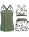 Daci Green Palm Tree Women 3 Piece Tankini Swimsuits - Tummy Control Tank Top with Bra Modest Bathing Suit with Pockets Boyshorts Bottom 2026 M