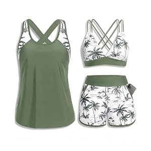 Daci Traje de baño tankini de 3 piezas para mujer – Camiseta sin mangas con control de abdomen con sujetador, traje de baño modesto con bolsillos y pantalones cortos inferiores 2025